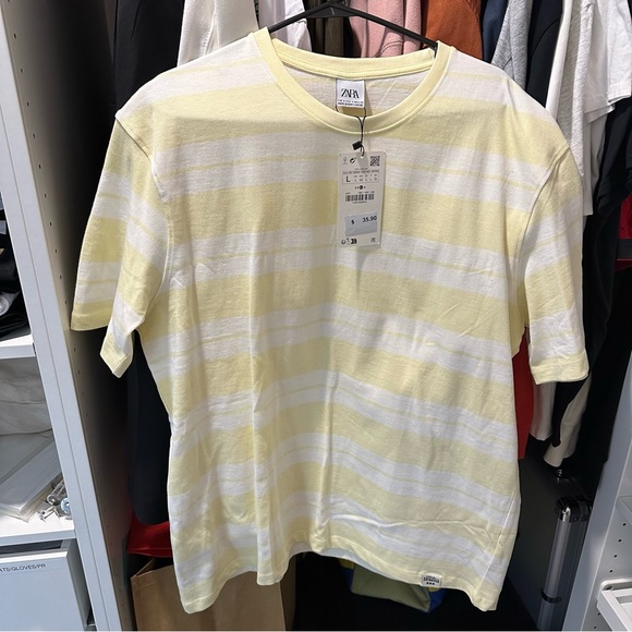 Zara Men’s Striped T-Shirt Large - Picture 1 of 3